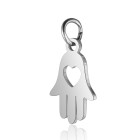 Edelstahl-Anhänger Hamsa Hand 10x19mm Silber mit Bindering
