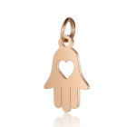 Colgante de acero inoxidable Mano de Hamsa con corazón 12x17mm de oro rosa con anillo de salto