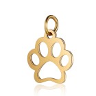 Stainless steel pendant Paw 15x16mm gold with jump ring