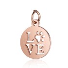 Colgante de acero inoxidable LOVE Pata 12x17mm de oro rosa con anillo de salto
