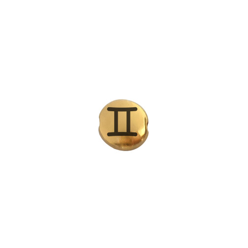 Metallperle Gemini (Zwillinge) gold 7,6mm (Ø 1,1mm) vergoldet