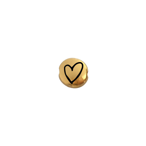 Metal bead with Heart gold 7.6mm (Ø 1.1mm) gold plated
