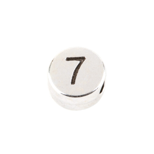 Cuenta letra Número 7 plata antigua 7mm plateado 999°