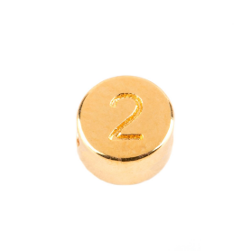 Letter Bead Number 2 gold 7mm gold plated