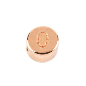 Letter bead Number 0 rose gold 7mm 24K rose gold plated