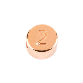 Letter bead Number 2 rose gold 7mm 24K rose gold plated