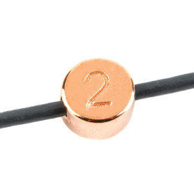 Letter bead Number 2 rose gold 7mm 24K rose gold plated