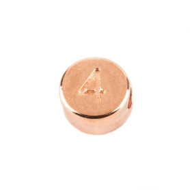 Letter bead Number 4 rose gold 7mm 24K rose gold plated