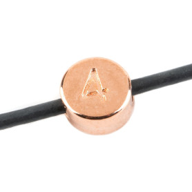 Letter bead Number 4 rose gold 7mm 24K rose gold plated