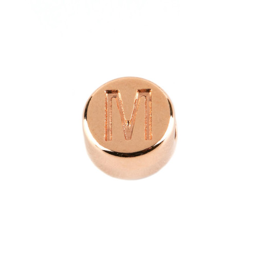Letterkraal Letter M roségoud 7mm 24K roségoud verguld