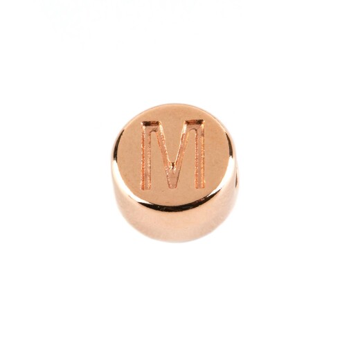 Letter Bead M rose gold 7mm rose gold plated