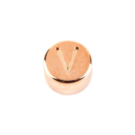 Buchstabenperle Buchstabe V rosegold 7mm 24K vergoldet