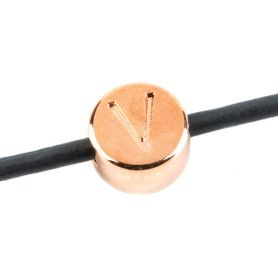 Buchstabenperle Buchstabe V rosegold 7mm 24K vergoldet