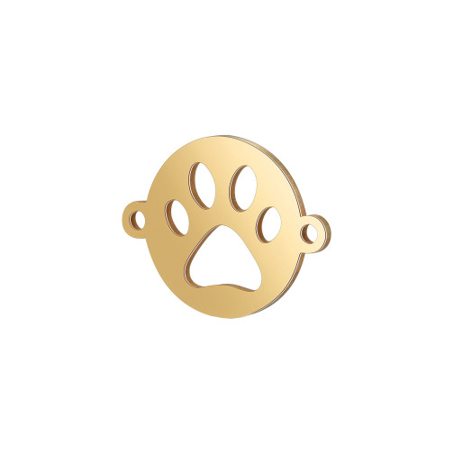Edelstahl-Verbinder Pfote 12x15,5mm Gold