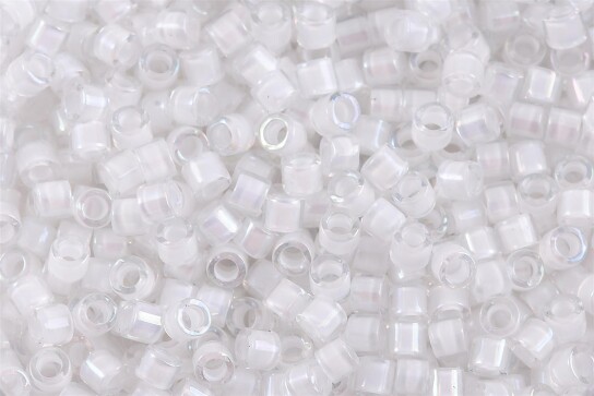 DBM0066 White Lined Crystal AB Miyuki Delica 10/0 Japanese cylinder beads 2.2mm 5g