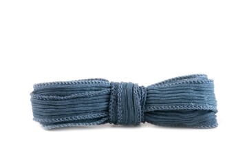 Handmade silk ribbon Crinkle Crêpe Montan Blue 20mm...