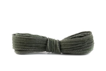 Handmade silk ribbon Crinkle Crêpe Olive Grey 20mm wide