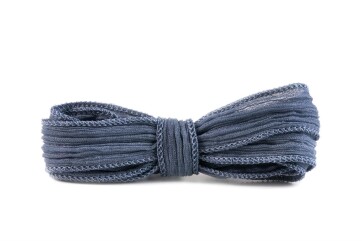 Handgefertigtes Seidenband Crinkle Crêpe Jeansblau...