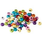 50x Perle Numéro #0-9 en acrylique Diverses couleurs/Noir 7mm pour les bracelets de noms