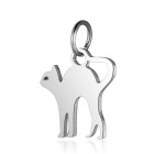 Edelstahl-Anhänger Katze 12x16mm Silber mit Bindering