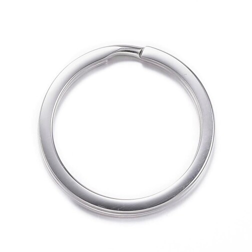 Stainless steel key ring platinum coloured Ø30mm