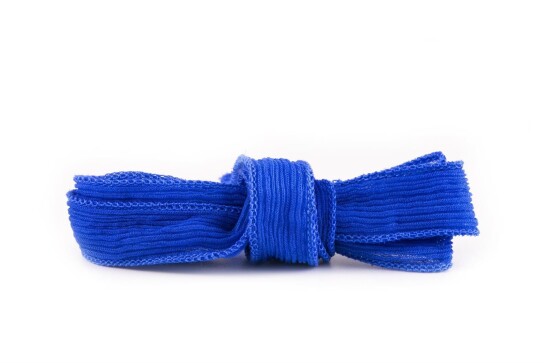 Handgefertigtes Seidenband Crinkle Crêpe Kobaltblau 20mm breit
