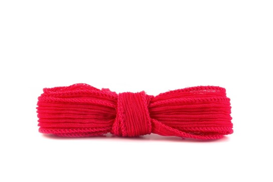 Handgefertigtes Seidenband Crinkle Crêpe Mohnrot 20mm breit