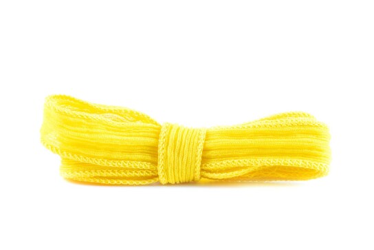 Handgefertigtes Seidenband Crinkle Crêpe Zitronengelb 20mm breit