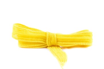Handmade silk ribbon Crinkle Crêpe Lemon Yellow...