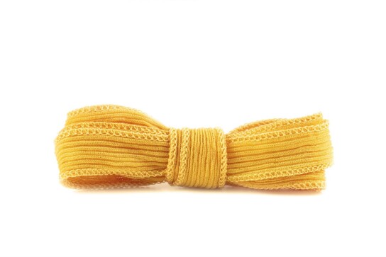 Handgefertigtes Seidenband Crinkle Crêpe Senfgelb 20mm breit