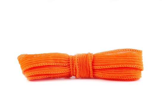 Handgefertigtes Seidenband Crinkle Crêpe Dunkelorange 20mm breit