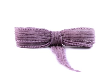 Handmade silk ribbon Crinkle Crêpe Pastel Purple...