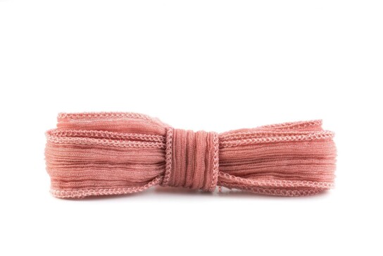 Handgefertigtes Seidenband Crinkle Crêpe Tawny Orange 20mm breit