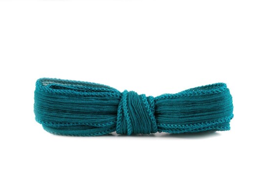 Ruban de soie fait main Crinkle Crêpe Petrol foncé 20mm de large