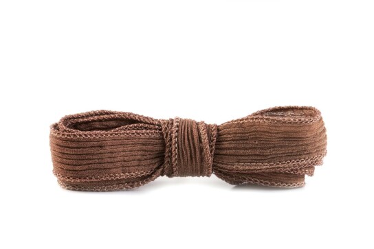 Handgefertigtes Seidenband Crinkle Crêpe Rehbraun 20mm breit