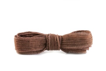 Handmade silk ribbon Crinkle Crêpe Fawn Brown 20mm...