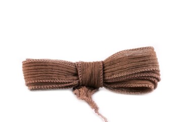 Handmade silk ribbon Crinkle Crêpe Fawn Brown 20mm wide