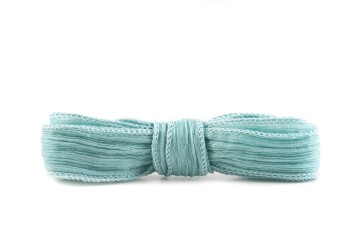 Handmade silk ribbon Crinkle Crêpe Pale Turquoise...