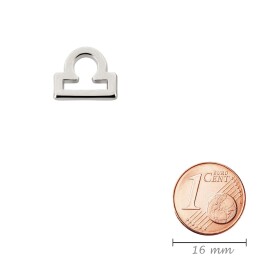 Bedel sterrenbeeld Libra (Weegschaal)  antiek zilver 14x12mm (Ø2mm) 999° verzilverd