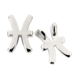 Pendentif étoile signe du Poissons en argent antique 10x15mm (Ø2mm) 999° plaqué argent