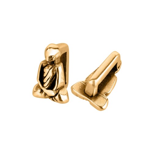 Zamak schuifkraal / schuiver Boeddha goud ID 5x2mm 24K verguld