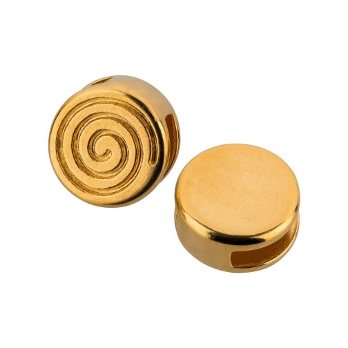 Zamak schuifkraal / schuiver rond spiraal goud ID 5x2mm 24K verguld
