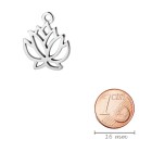 Pendentif en zamak Fleur de lotus argent antique 19mm 999° plaqué argent