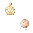Zamak Pendant Lotus flower gold 19mm 24K gold plated