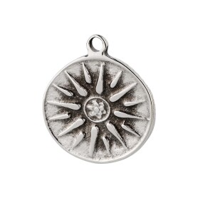 Zamak pendant Vergina Sun silver antique 23mm 999°...