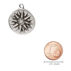 Zamak pendant Vergina Sun silver antique 23mm 999°...
