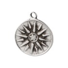 Zamak pendant Vergina Sun silver antique 23mm 999° silver plated