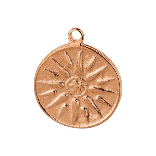 Pendentif zamak Vergina Sun dor rose 23mm plaqué or rose 24K