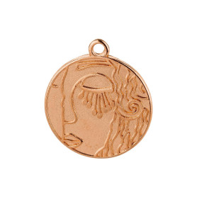 Ciondolo rotondo volto zamak oro rosa 22mm placcato oro rosa