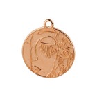 Colgante de Zamak Retonda Cara de oro rosa 22mm 24K chapado en oro rosa